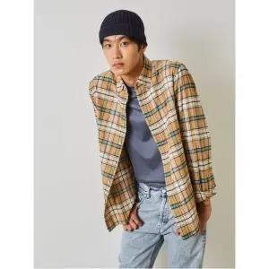 [빈폴멘] 브러쉬드 변형 타탄 체크 셔츠  옐로이시 브라운 (BC4964C35B)