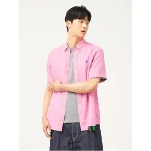 [빈폴멘] 리넨 솔리드 반소매 셔츠  라이트 핑크 (BC5365C21Y)