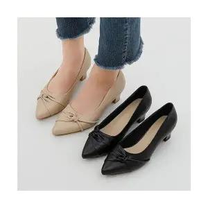 (천연소가죽) 스틸레토 매듭 펌프스힐 여성 구두 4.5cm