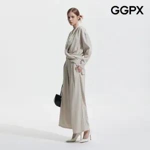 [GGPX] 백 버튼 밴딩 셔링 블라우스 투피스 (GP9ST010F)