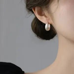 925 실버 화이트 볼드 물방울 원터치 귀걸이