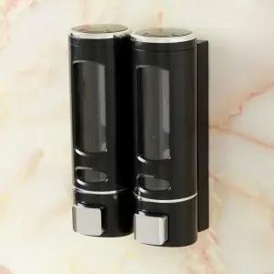 플러스 벽걸이 물비누 디스펜서 2구(400ml) (블랙)/주방/세제/핸드워시/비누/샴푸/세척제/손세정/세제통