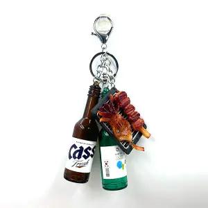 미니어쳐 맥주와 소주 오징어 코치 안주 열쇠고리 키링 키체인 키홀더 가방고리 카스 참이슬
