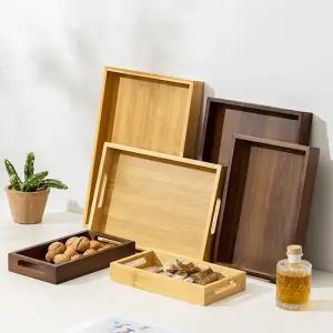 에이리빙 쟁반 우드 트레이 나무 카페 빵 진열 호두나무 서빙 1인 대형 38cm