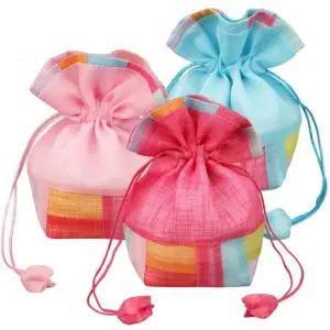 전통 조각보 모시 향낭 복주머니