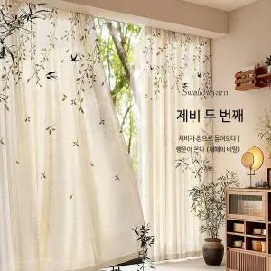 통풍 좋은 린넨 커튼 시스루 원단 햇빛 차단 거실용 고급형 인테리어 스타일