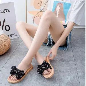 [오노마] ONM 여성 3컬러 별 패턴 리본 슬리퍼 여름슬리퍼 해변가