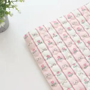 대폭 4온스 미니 하트 누빔원단 리본과 레이스 플라워