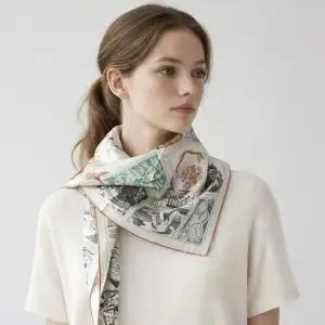 라엘르 여성 사각 스카프 클래식 패턴 봄 가을 사계절 머플러 S98