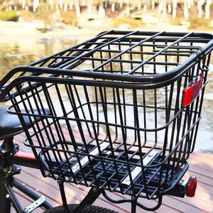 자전거휠백 뚜껑이 있는 자전거 뒷바구니, 대형 자전거 패니어 바구니, 금속 프레임 자전거 뒷선반, 전기 자전거용 자전거 액세서리