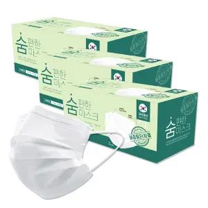 숨편한 일회용 마스크 성인 대형 화이트 50매입 3개