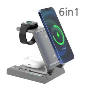 6IN1 6포트 고속 올인원 무선충전기 IQW-6100 갤럭시 워치 무선이어폰
