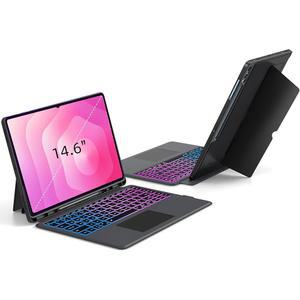 삼성 갤럭시 탭 S11 울트라 / S10 S9 S8 14.6 인치 키보드 케이스: 트랙패드가 있는 3 존 7 컬러 백라이트 | 펜 홀더가 터치패드 마그네틱 탈착식 커버