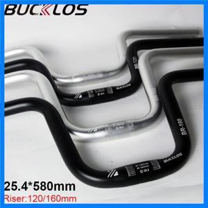 BUCKLOS 접이식 자전거 핸들 바 25.4mm 알루미늄 하이 라이즈 120/160mm 자전거 제비 라이저 바 580mm BMX