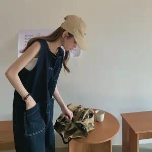 데님 멜빵바지 점프수트 오버롤 팬츠 카펜터 오버핏 반바지 여름 와이드핏