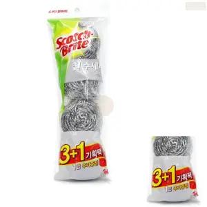 쓰리엠 철수세미 4개 불판 석쇠 솥 냄비 닦는 설거지 스텐 쑤세미 철쑤세미