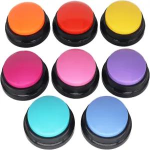 녹음 가능한 개 버튼 8가지 색상 의사소통용 반려견/고양이 대화 훈련 반려동물 말하기 세트 30초 기록 및