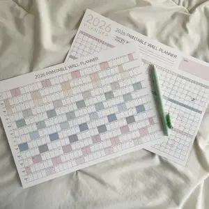 A4 2026 연력 1년 연간 한장 달력 [2type 26년 낱장 포스터 캘린더 2026년 스케쥴 계획표 26 일정표]