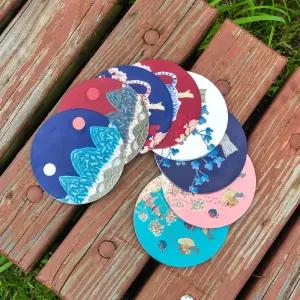 [민화샵] 전통 실리콘 티 코스터 세트 컵 찻잔 받침대 민화 외국인 친구 선물