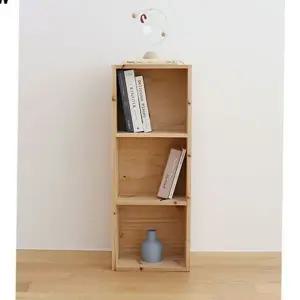 삼나무 3단 책장 DIY 조립식 책꽂이 원목 3단 책장 진열장 선반장 수납장 선반 소품 책상