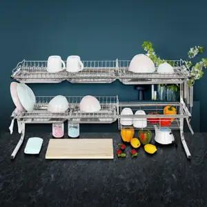 2단 올스텐식기렉 확장형 그릇건조대 특대형 100cm 대용량