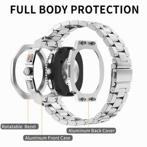 삼성 갤럭시 워치 8 46mm용 럭셔리 개조 키트 케이스, 갤럭시 워치 8 44 40 모드 키트 스트랩용 스테인리스