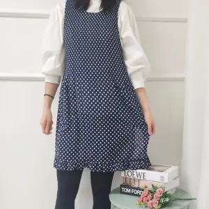 네꼬클럽 주름앞치마 쉬폰 땡땡이 유치원 선생님 어린이집 보육교사 단체 원피스