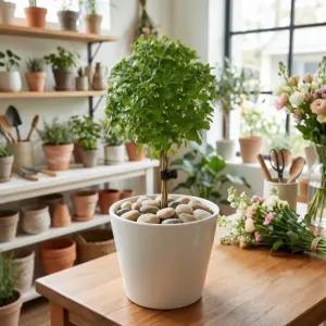 [아트플라워] 바질트리 중품 공기정화식물 바질트리 키우기 외목대 식용허브 반려식물