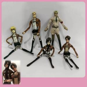 진격의 거인 애니메이션 코스프레 인형 플러시 봉제 피규어, 유연한 철사 포함, 추상 소품 장식용 장난감