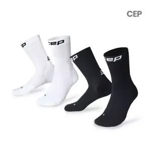CEP 코어 런 미드 컷 삭스 블랙/화이트