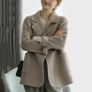 탕 크롭자켓 여성용 가죽자켓 두꺼운 양면 여자탕