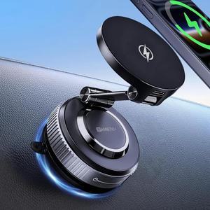 15W 마그네틱 무선 충전기 (맥세이프 차량용 거치대) 360도 회전 진공 흡착 컵 (헬스장/거울 아이폰 17-12