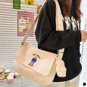 [하프클럽/골피아]곰돌이 캔버스 크로스 숄더 가방