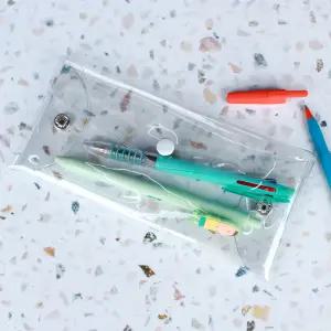 똑딱이 투명 PVC 파우치 중형