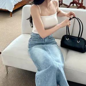 [오노마] ONM 이너웨어 투웨이 심플 무지 크롭 패드캡 끈 나시