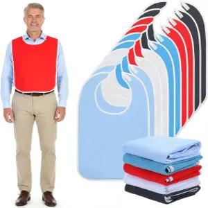 Caeuiciw 10개 성인 턱받이 세탁 가능한 남성용 의류 보호대 여성용 조절식 노인 및 장애인용 식탁보