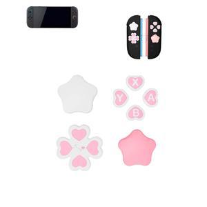 닌텐도 스위치 2용 실리콘 조이스틱 캡, 우니악 방향성 실리콘 컬러풀 버튼 커버 스타 디자인, 미끄럼 방지 키캡 및 DIY 버튼 수리 키트, 핑크 및 화이트 슈트