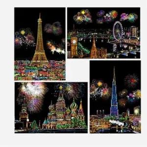 성인용 컬러북 스크래치 페이퍼 a4 야경뷰 발달놀이 유아만들기 집중력놀이