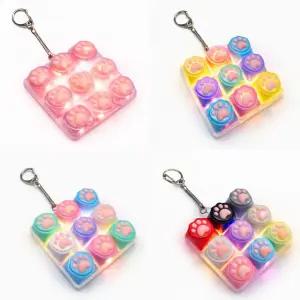 LED 고양이 키캡 키링 딸깍이 스트레스 해소 키보드키링 열쇠고리 가방고리 학원 어린이날 회사 단체선물