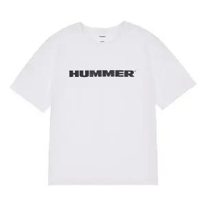 험머 남성 시그니처 로고 우븐 기능성 반팔 티셔츠 화이트