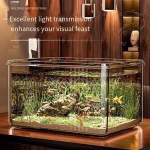 투명한 풍경 어항 소형 탁상용 가정 사무실 금붕어 초대형 사각 아크릴 재배 두꺼운 거북이