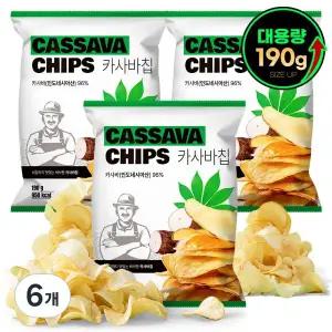 왓더파머스 대용량 글루텐프리 비건 통슬라이스 제로 카사바칩 건강한 저당 과자 6개 190g 베이킹 오븐 디