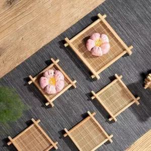 대나무 컵받침 우드 티코스터 컵받침대 떡 화과자 종지 찾잔 샷잔받침 8cm