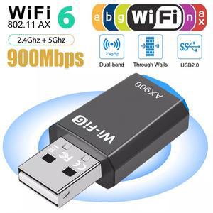 듀얼 밴드 와이파이 블루투스 어댑터  노트북용 윈도우 7  10  11  AX900  900Mbps  2.4G  5Ghz  6 USB