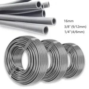 10M/20M/30M 1/4인치 3/8인치 1/2인치 회색 PE 호스 가정 정원 온실 점적 관개 파이프 외경-6mm 관수 튜빙