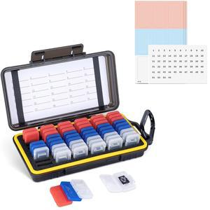 54개의 TF MSD 카드 보관을 위한 54개의 PCS 클리어 메모리 카드 홀더가 있는 듀얼 프로텍트 SD 카드 케이스, 방수 충격 방지 마이크로SD MicroSDHC MicroSDXC 카드, 라벨이 부착된 정리함 보호기