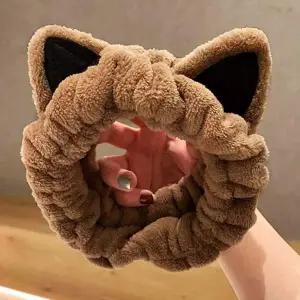 [콩심팥심]세면 머리띠 귀여운 샤워 세안밴드 세안헤어밴드 세수 세안 브라운