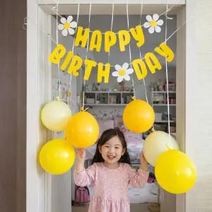 옐로우 생일 가랜드 풍선 세트 해피벌스데이 데이지 홈파티 문꾸미기 장식
