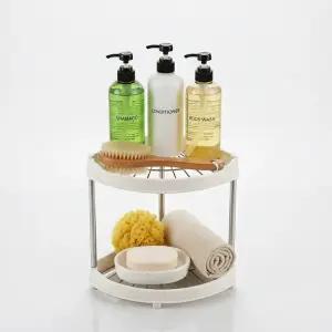 주방 양념통 수납 정리대 2단 코너 욕실용품 무타공선반소품선 정리선 접착선 식선 선대 화장실선