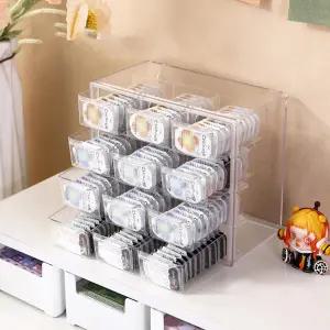 KMnop 데일리 콘택트렌즈 정리함 케이스 12 그리드 대용량 컬러 보관함 모든 브랜드용 투명 플라스틱